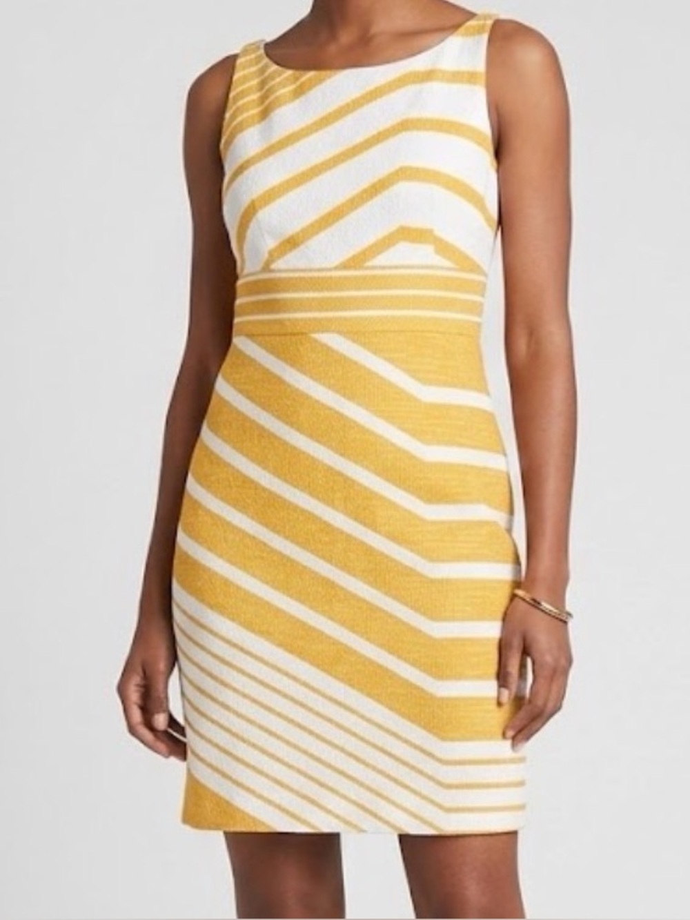 TAYLOR Yellow and White Striped Sleeveless Sheath Dress Size 10